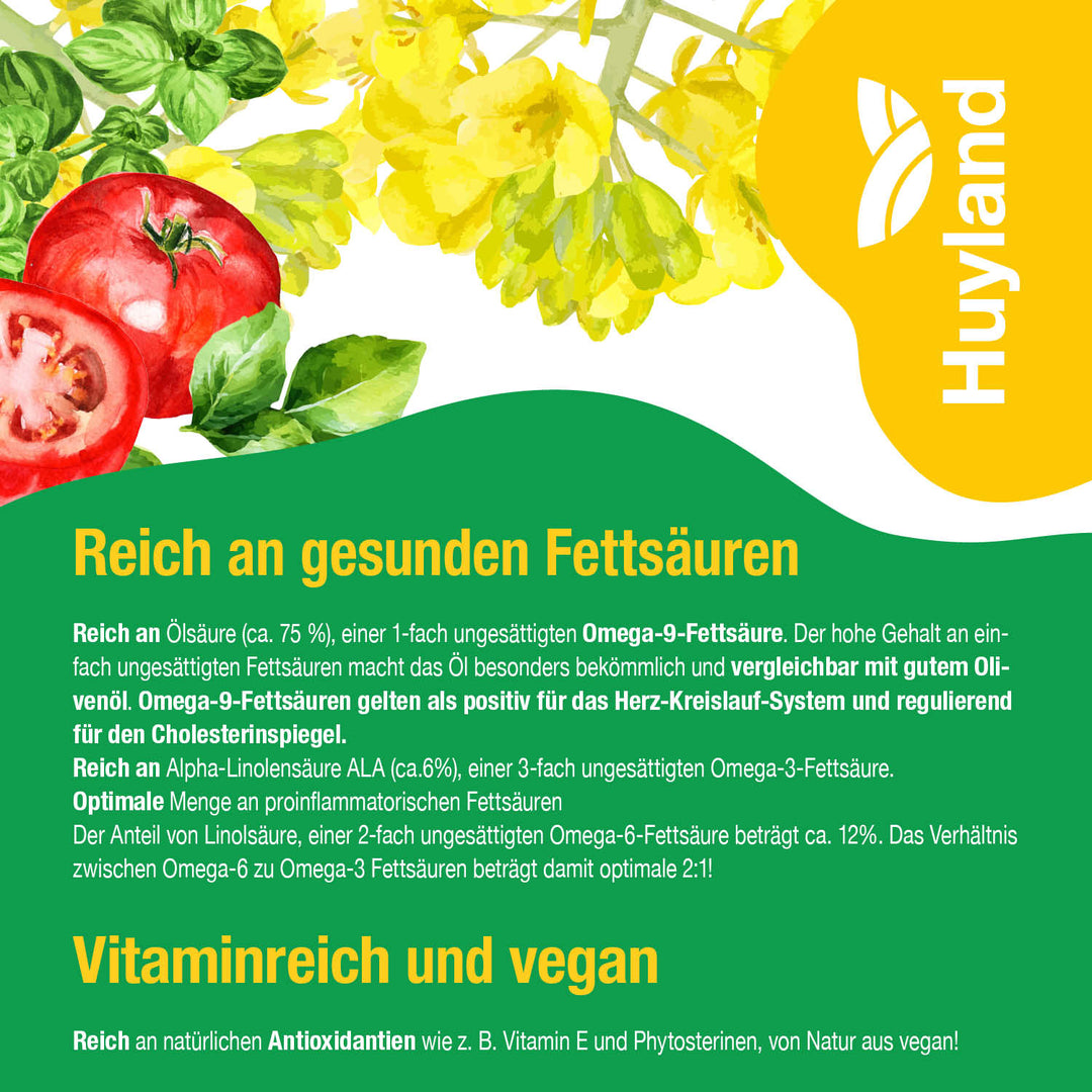 Huyland Harzer Rapsöl für Pasta und Bruschetta (250 ml)