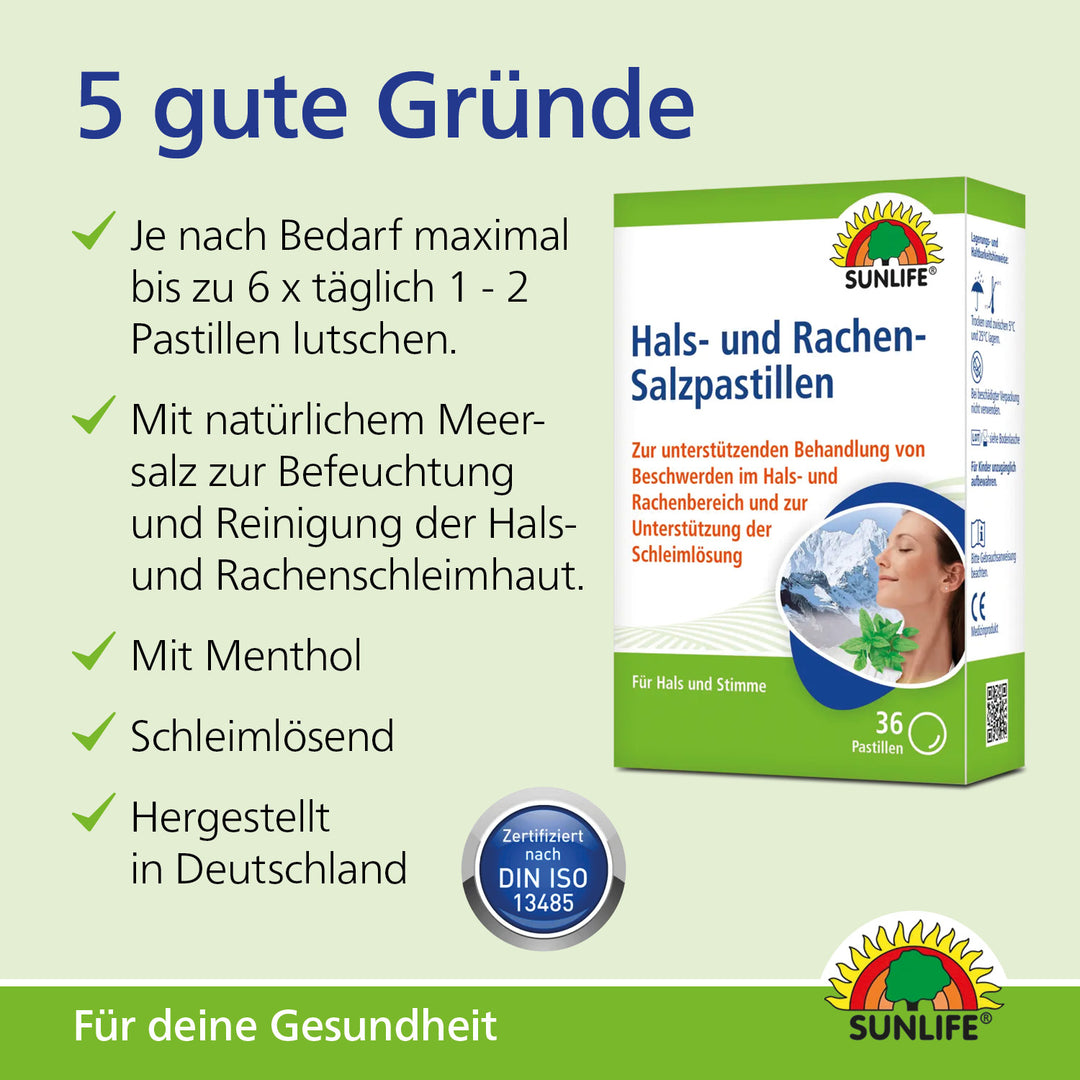 SUNLIFE Hals- und Rachen Salzpastillen (36 Stk.)