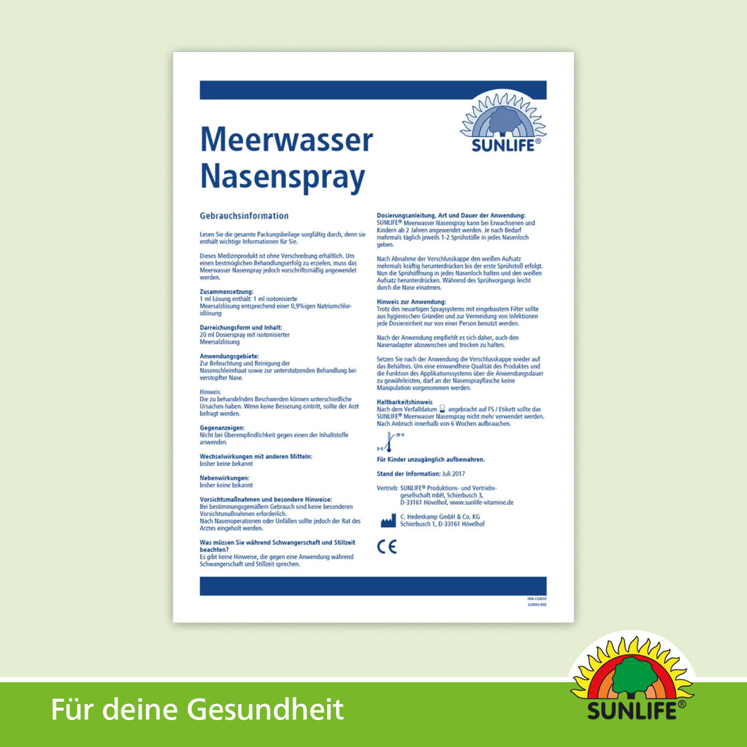 SUNLIFE Meerwasser Nasenspray (20 ml)
