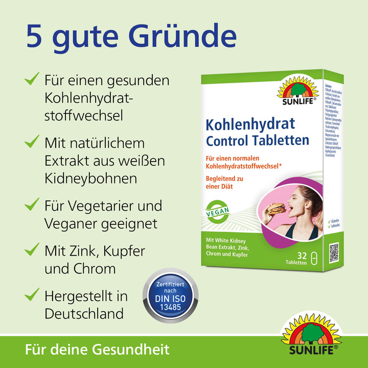 SUNLIFE Kohlenhydrat Control Tabletten (32 Stk.)