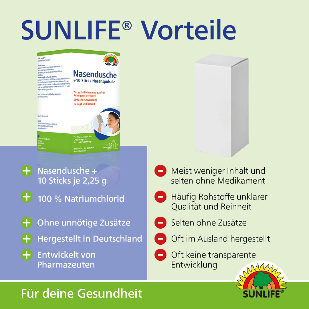 SUNLIFE Nasendusche & Nasenspülsalz (10 Sticks)