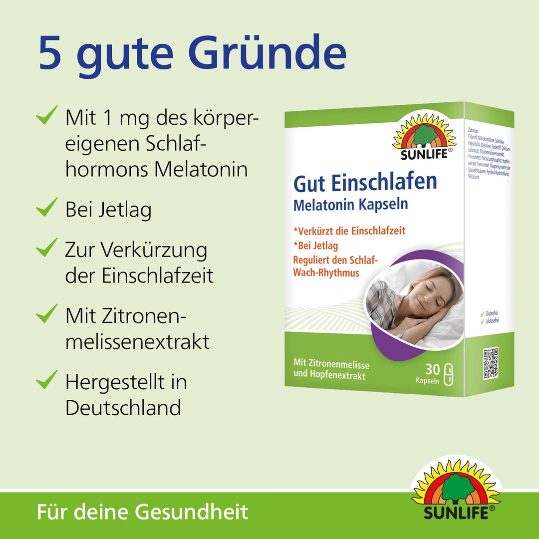 SUNLIFE Melatonin Gut Einschlafen Kapseln (30 Stk.)