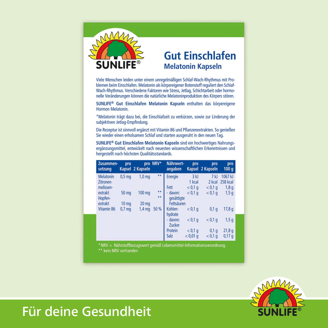 SUNLIFE Melatonin Gut Einschlafen Kapseln (30 Stk.)