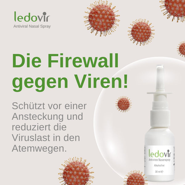 Ledovir - Antivirales Nasenspray. Schützt vor einer Ansteckung und reduziert die Viruslast in den Atemwegen.